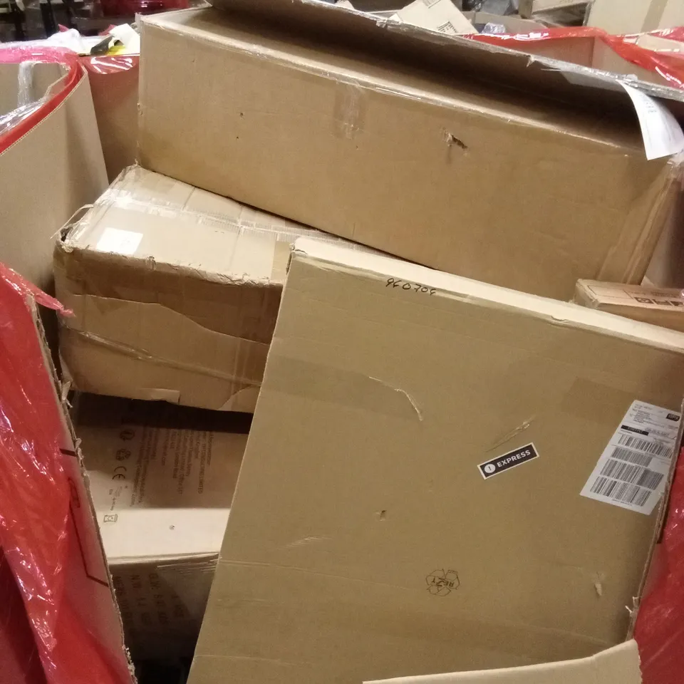 PALLET OF ASSORTED HOUSEHOLD GOODS AND PRODUCTS TO INCLUDE; BOXED FURNITURE ETC