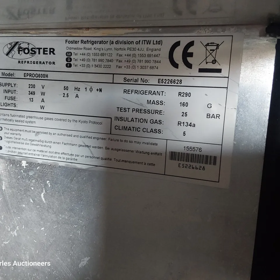FOSTER TALL COMMERCIAL FRIDGE EPROG600H