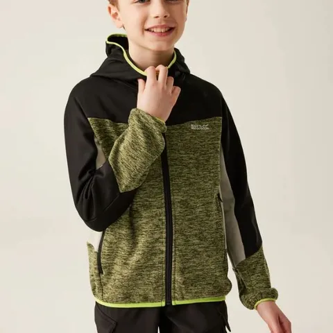 REGATTA KIDS DISSOLVER IX HOODED FULL ZIP FLEECE NEPHITE GREEN SIZE 11-12 YEARS