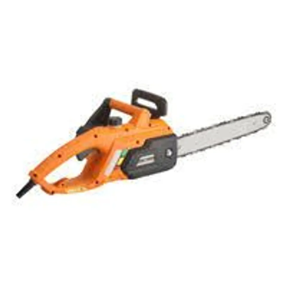 BOXED DURHAND ALUMINIUM ELECTRIC CHAINSAW WITH DOUBLE BRAKE PROTECTION AND BLADE COVER, 2000 W, 40 CM, FOR WOOD, TREES AND BRANCHES, ORANGE