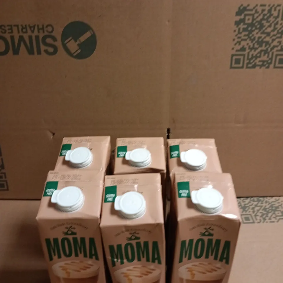 LOT OF 6 CARTONS OF MOMA SALTED MAPLE AND HAZELNUT OAT DRINK 1L PER CARTON