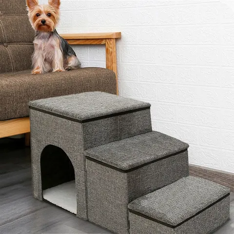 BOXED RODNESHIA DOG STAIRS FOR SOFA WITH 3 STEPS FOLDABLE WITH STORAGE (1 BOX)