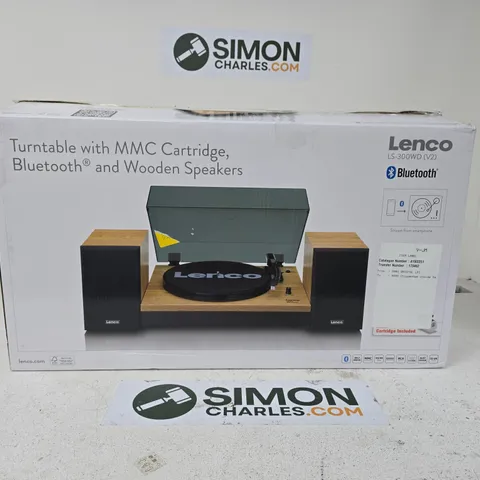 Lenco Turntable with MMC Cartridge, Bluetooth and Wooden Speakers – Boxed