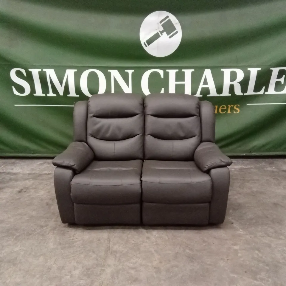 ROTHBURY LUXURY FAUX LEATHER HIGH BACK 2 SEATER MANUAL RECLINER SOFA - CHARCOAL RRP £629