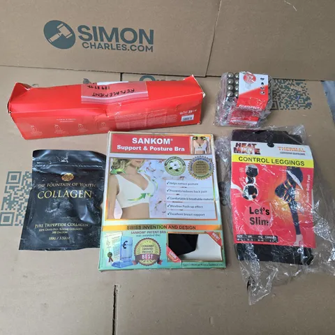 LARGE QUANTITY OF ASSORTED ITEMS TO INCLUDE THERMAL LEGGINGS, MULTIPACK BATTERIES, BATH GIFT SET, POSTURE BRA, COLLAGEN POWDER  ETC - COLLECTION ONLY