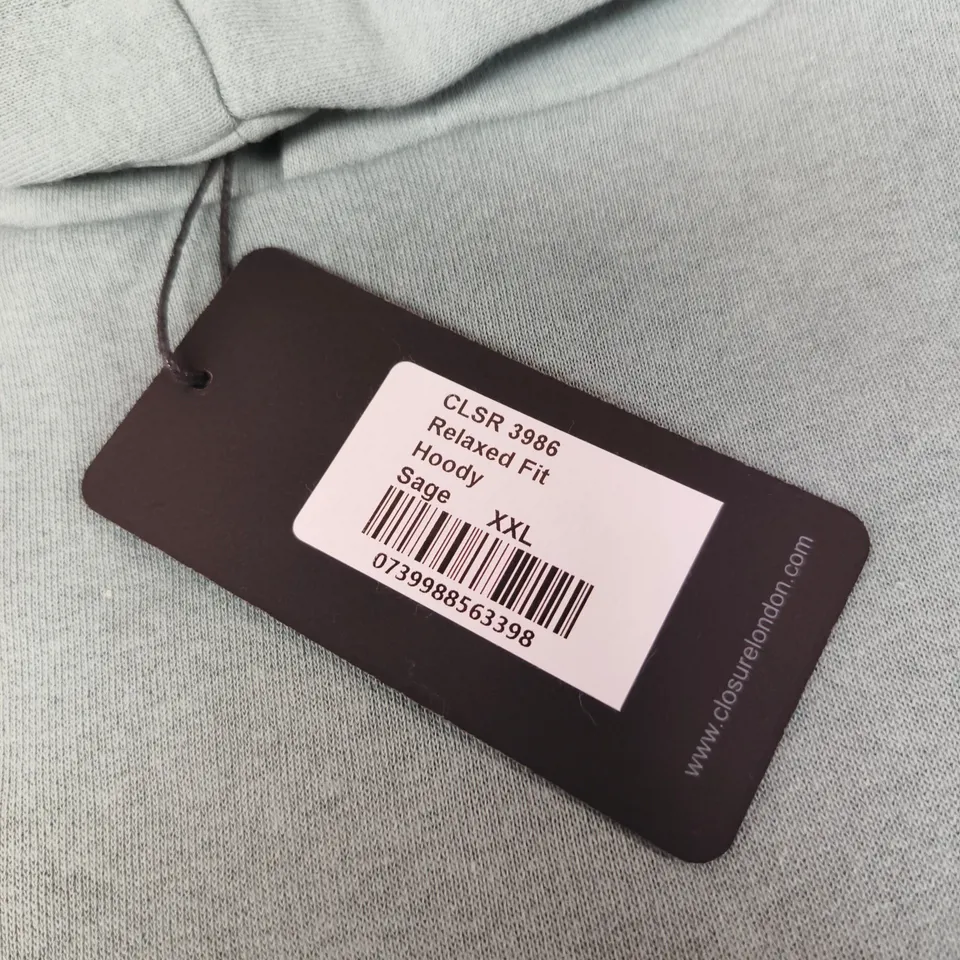 CLOSURE LONDON RELAXED FIT HOODY – SAGE – UK XXL