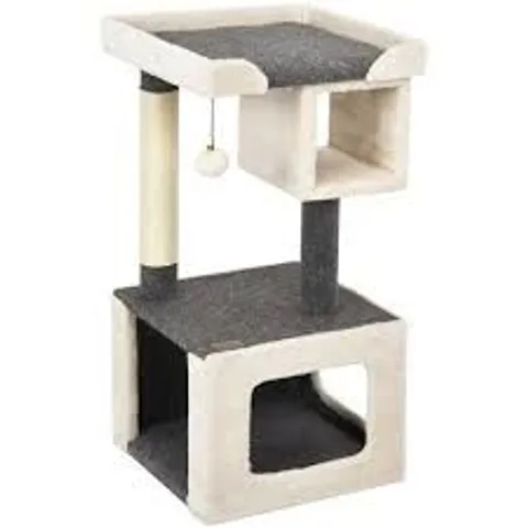 BOXED COSTWAY 2 TIER WHITE CAT CLIMBING TREE WITH SCRATCHING POST AND PLUSH BALL