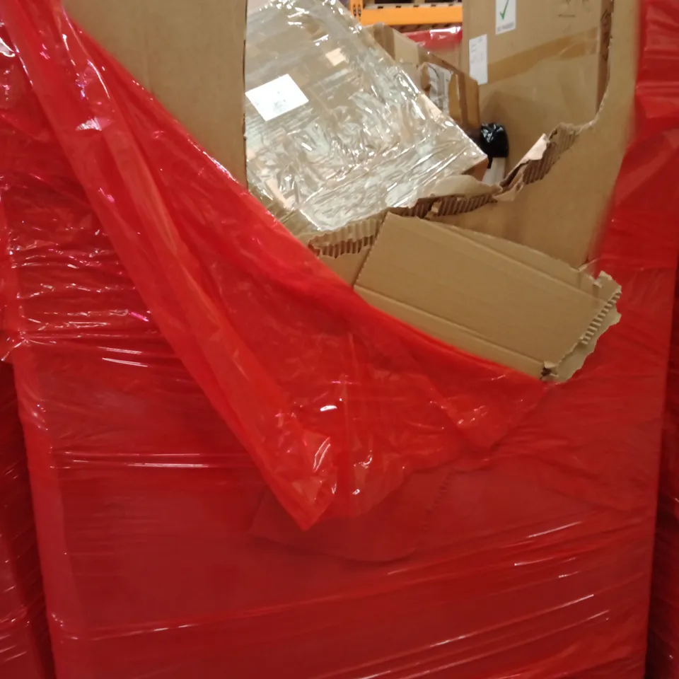 PALLET OF ASSORTED HOUSEHOLD GOODS AND PRODUCTS TO INCLUDE;HOSE REEL,CLOCK,FULL LENGTH MIRROR
