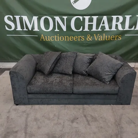 DESIGNER HOPFINGER 3-SEATER FABRIC UPHOLSTERED SOFA - CHARCOAL