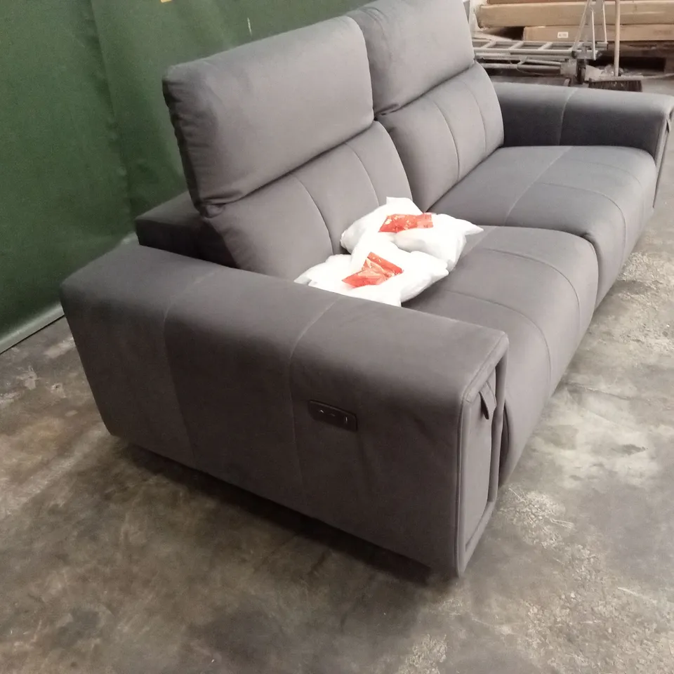GROVE 3 SEATER FABRIC POWER ELECTRIC RECLINER WITH STORAGE - GREY RRP £1299