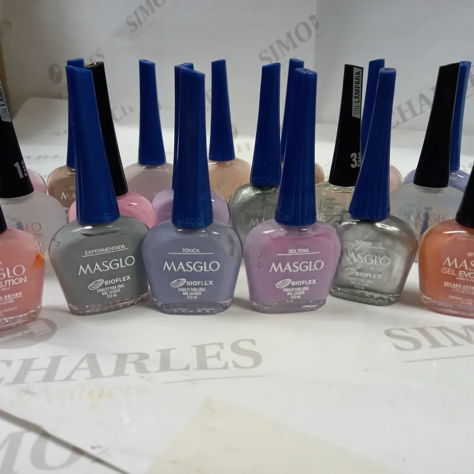 MASGLO BIOFLEX NAIL POLISH LACQUER COLLECTION APPROX. 20 ITEMS 