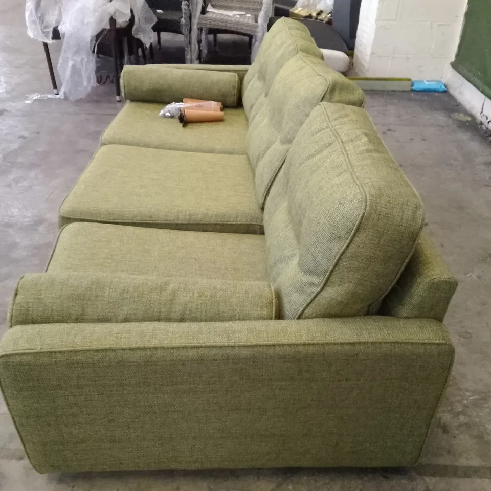 QUALITY DESIGNER G-PLAN VINTAGE 65 LARGE SOFA - MARL GREEN FABRIC 