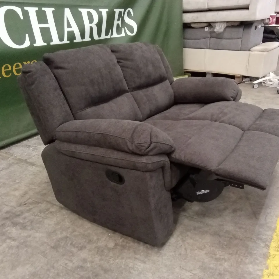 ALBION FABRIC 2 SEATER HIGH BACK MANUAL RECLINER SOFA - CHARCOAL RRP £579
