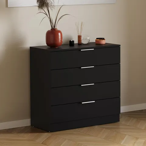 BOXED VIDA TREGA 4 DRAWER CHEST - BLACK (1 BOX)