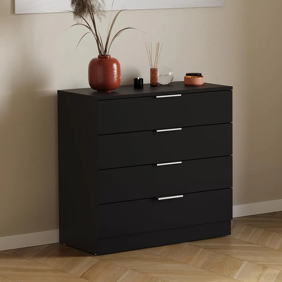 BOXED VIDA TREGA 4 DRAWER CHEST - BLACK (1 BOX)