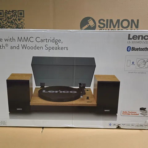 BOXED LENCO TURNTABLE WITH BLUETOOTH AND SPEAKERS - LS-300WD V2
