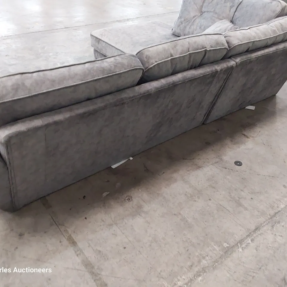 DESIGNER PAULO CHAISE SOFA PLUSH GREY FABRIC 