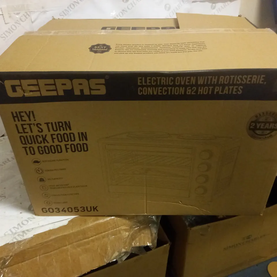 GEEPAS 35L MINI OVEN & GRILL WITH DOUBLE HOTPLATE