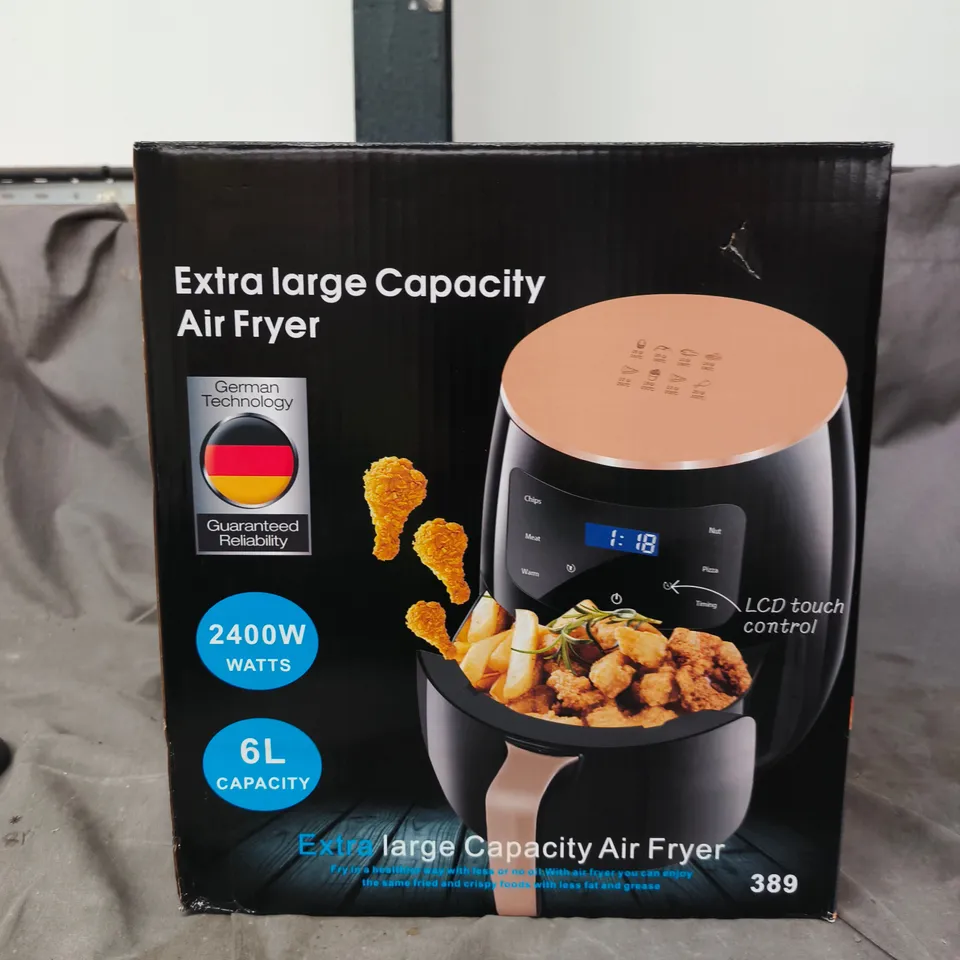 EXTRA LARGE CAPACITY AIR FRYER – 6L, 2400W, BLACK WITH COPPER ACCENTS