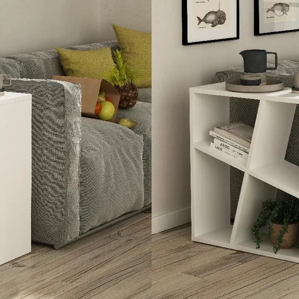 BRAND NEW BOXED BIRTLEY SHELVING UNIT - WHITE