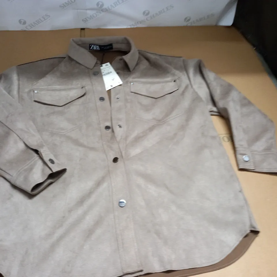 ZARA BUTTON FRONT BROWN SHIRT - UK S