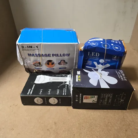 APPROXIMATELY 15 ASSORTED ELECTRICAL ITEMS TO INCLUDE MASSAGE PILLOW, LED FAN LLIGHT, ELECTRIC CALLUS REMOVER, ETC - COLLECTION ONLY