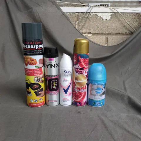 APPROXIMATELY 15 ASSORTED AEROSOLS TO INCLUDE TRENNSPRAY RELEASE AGENT, LYNX NUMBER 10 DEODORANT AND FABULOSA ROOM SPRAY