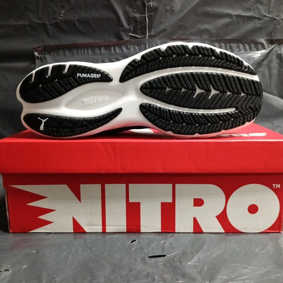 BOXED PAIR OF PUMA VELOCITY NITRO 4 TRAINERS IN SEA GLASS-SPEED BLUE SIZE UK 10.5