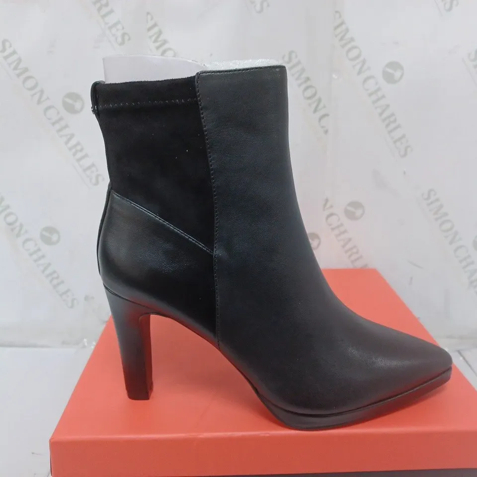 RUTH LANGSFORD PLATFORM LEATHER ANKLE BOOT - BLACK - UK 5