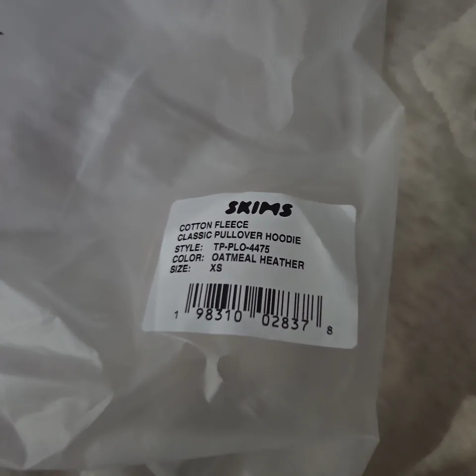 SKIMS COTTON FLEECE CLASSIC PULLOVER HOODIE – OATMEAL HEATHER, XS