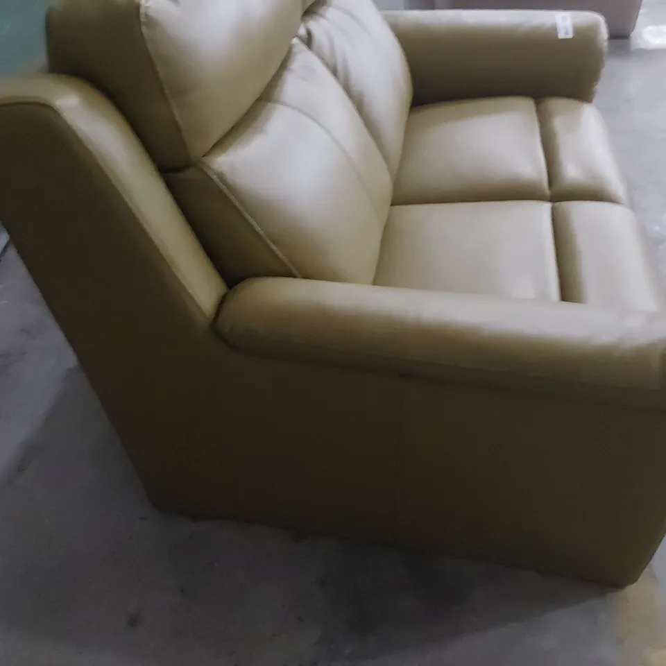 DESIGNER TWO SEATER SOFA MUSTARD LEATHER 