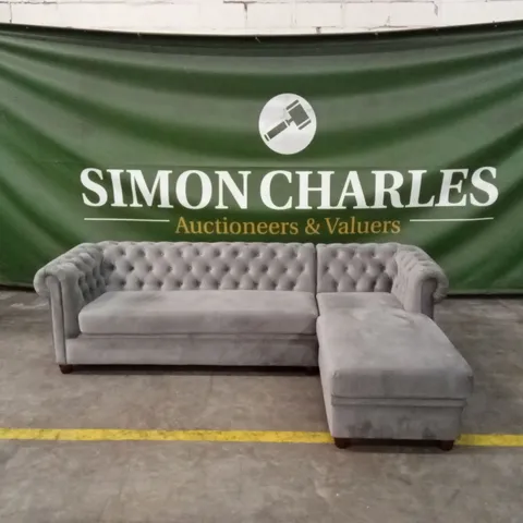 CHESTER RIGHT HAND FABRIC CORNER CHAISE SOFA - GREY
