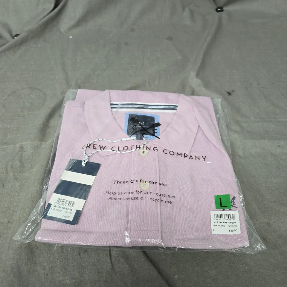 CREW CLOTHING COMPANY PIQUE POLO TOP SIZE L