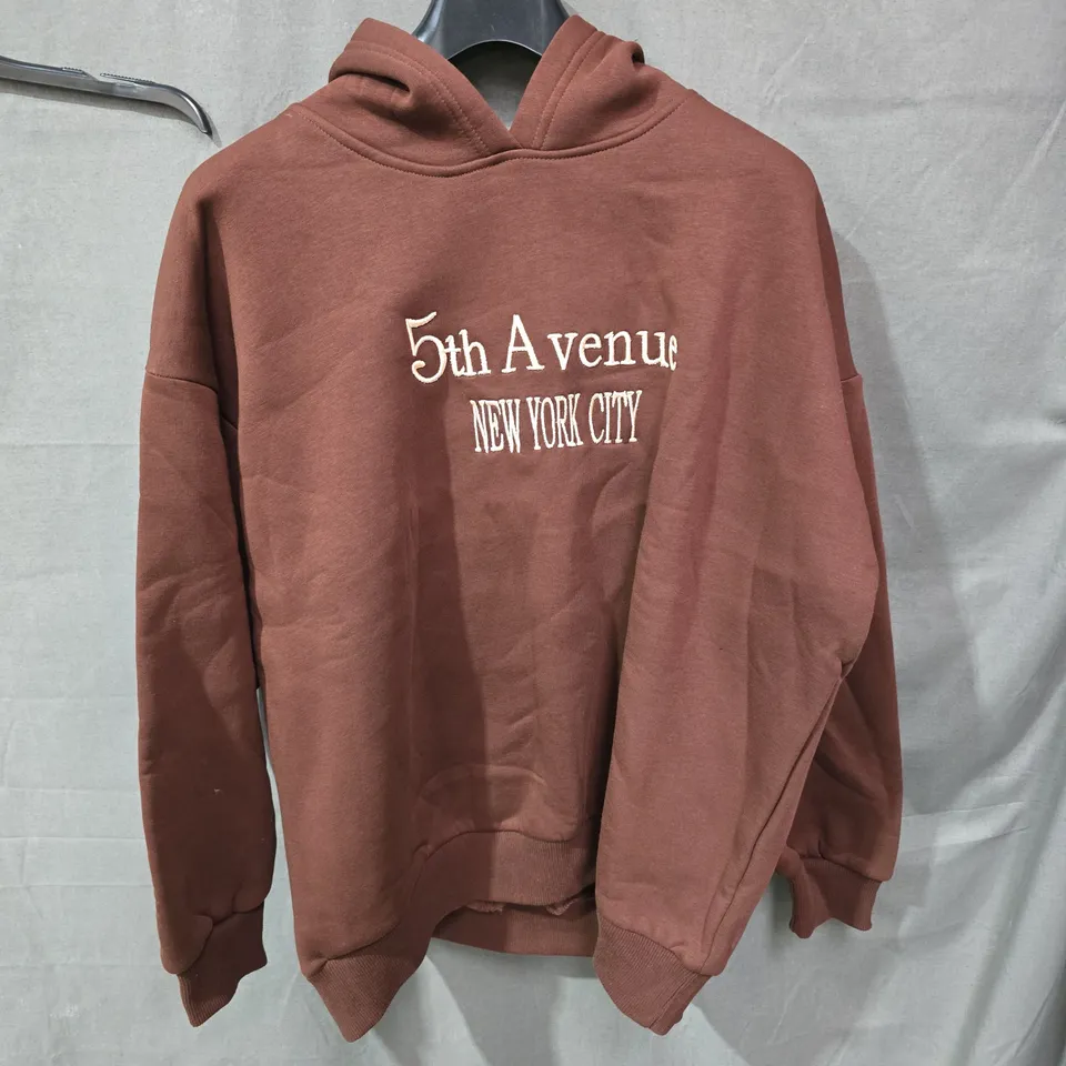 MOTION BROWN HOODIE WITH 5TH AVENUE NEW YORK CITY PRINT
