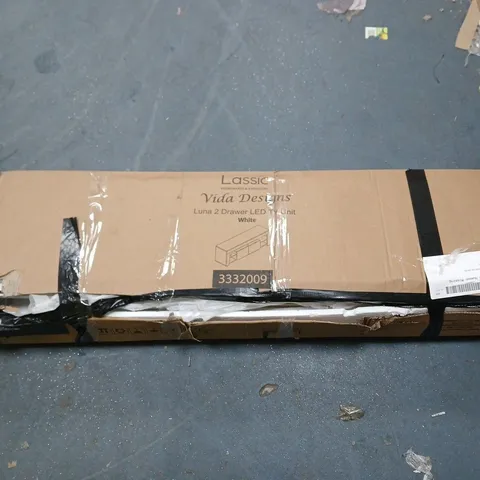 LASSIC VIDA DESIGNS LUNA 2 DRAWER LED TV UNIT BOXED WHITE