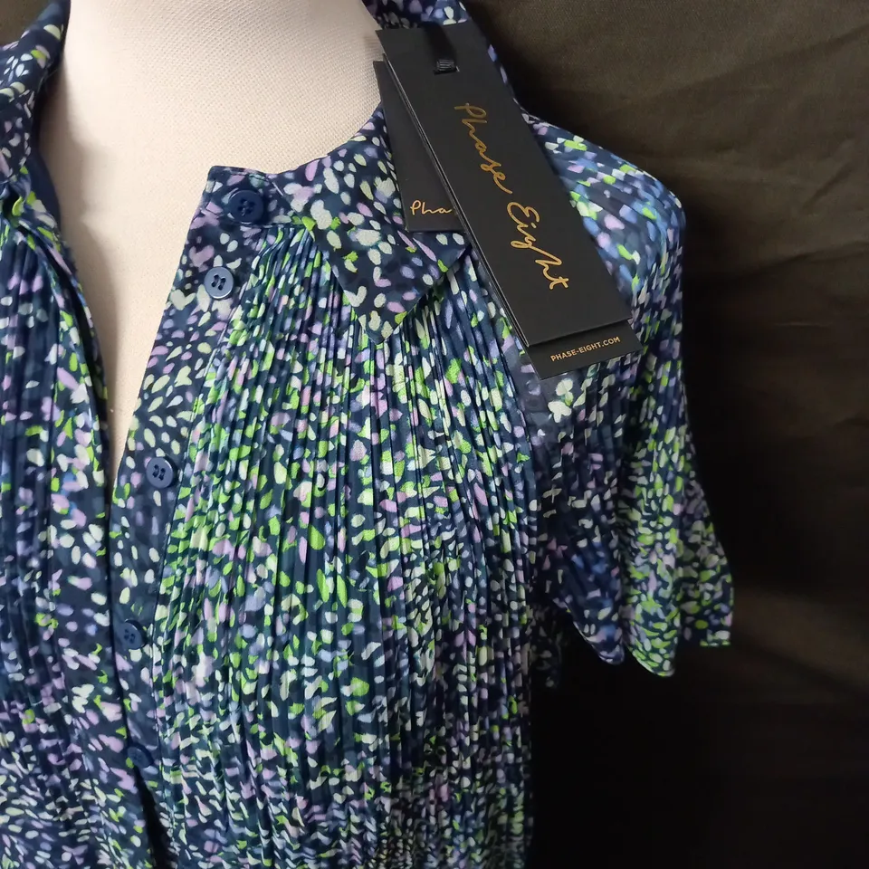 PHASE EIGHT AMELIA SHIRT DRESS IN NAVY - UK 14