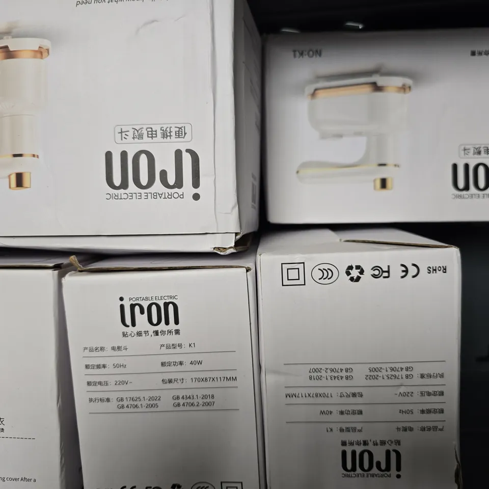 APPROXIMATELY 8 ASSORTED ITEMS TO INCLUDE - PORTABLE ELETRIC IRON , MESH NEBULIZER 