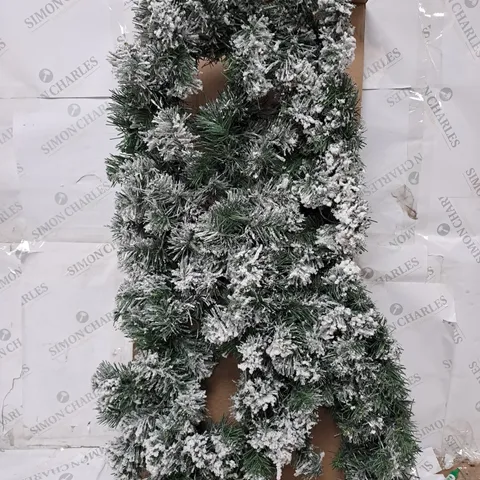 BOXED 9FT PRELIT EMPEROR FLOCKED GARLAND (1 BOX)