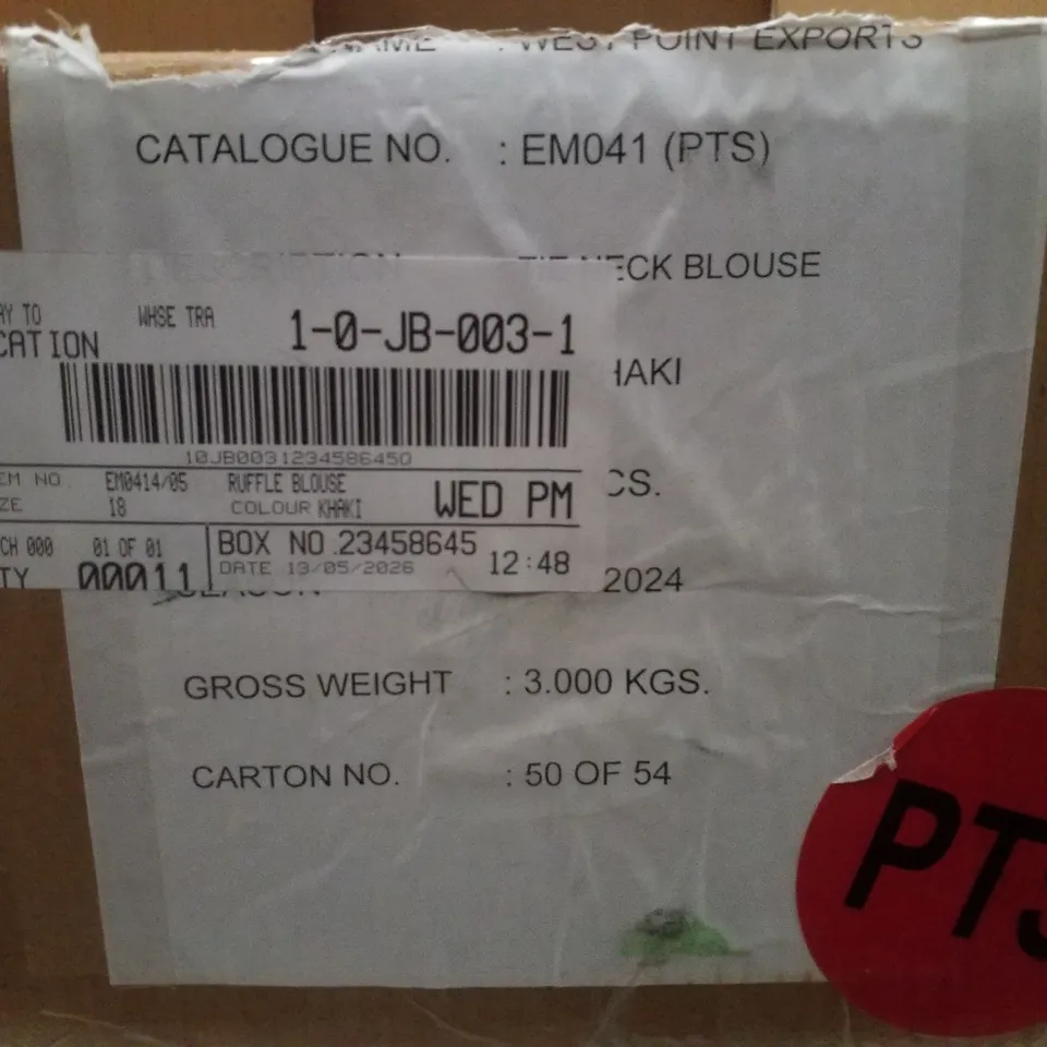 BOX CONTAINING APPROXIMATELY 11 BRAND NEW SIMPLY BE KHAKI RUFFLE BLOUSES - SIZE 18