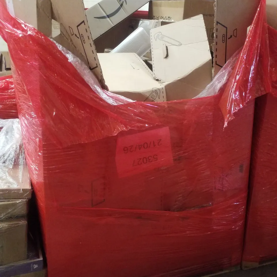 PALLET CONTAINING ASSORTED PRODUCTS INCLUDING INFRARED HOB, 36" FOLDING TRAMPOLINE, FAN LIGHT, PINK UTILITY CART & YALE FIRE & WATER MEDIUM