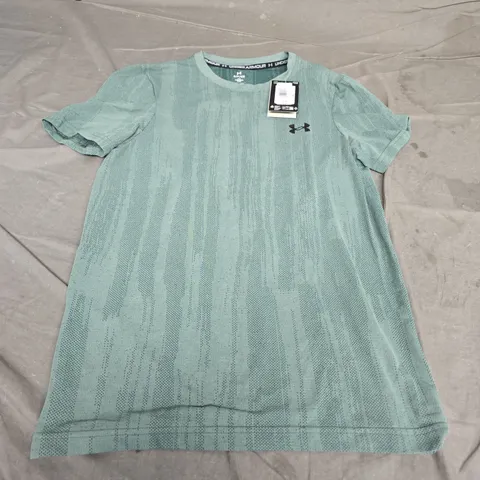 UNDER ARMOUR MEN’S VANISH SEAMLESS NOVELTY GREEN SHORT SLEEVE T‑SHIRT – SIZE SM