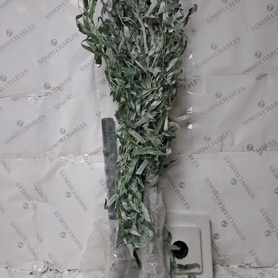 BOXED ALISON CORK 180CM PRE-LIT GREEN LEAF DETAIL INDOOR WILLOW TREE - COLLECTION ONLY