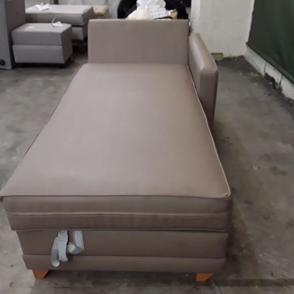 QUALITY DESIGNER MARSTON CHAISE STORAGE SOFA - CEDAR LEATHER 