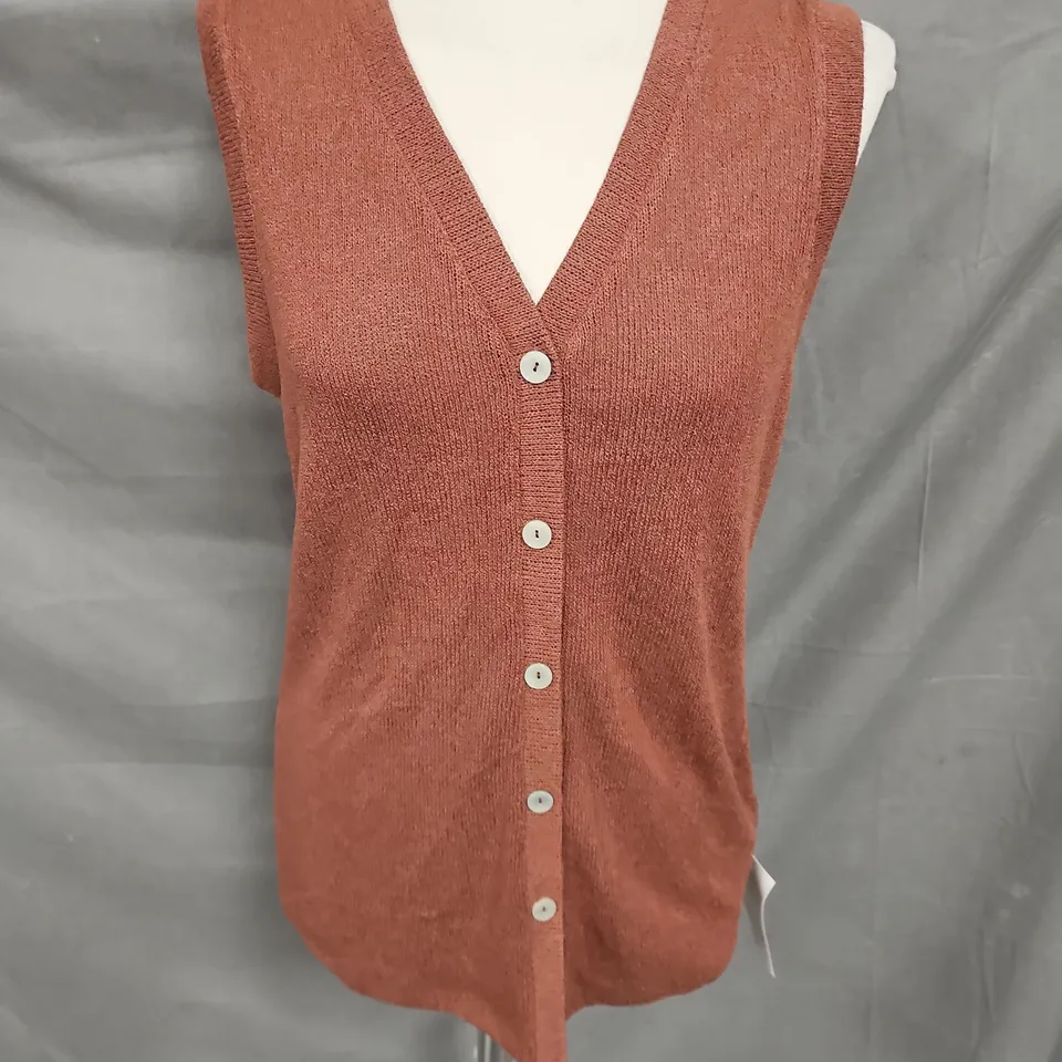 NOBODY'S CHILD TEXTURED LONGLINE WAISTCOAT IN BROWN SIZE XS