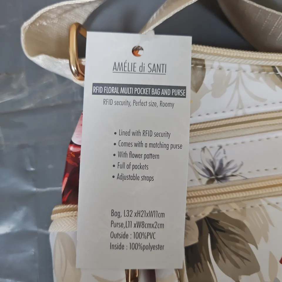 AMÉLIE DI SANTI RFID FLORAL MULTI-POCKET BAG AND PURSE