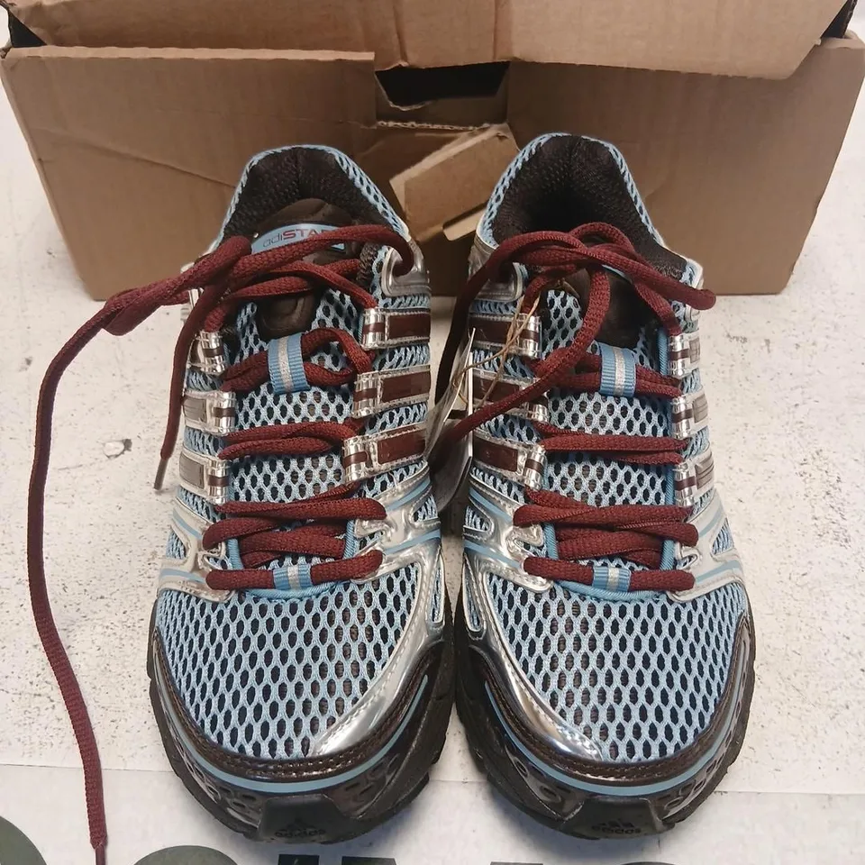 ADIDAS RUNNING SHOES – BLUE MESH, MEN'S (UK 4.5) WITH BOX