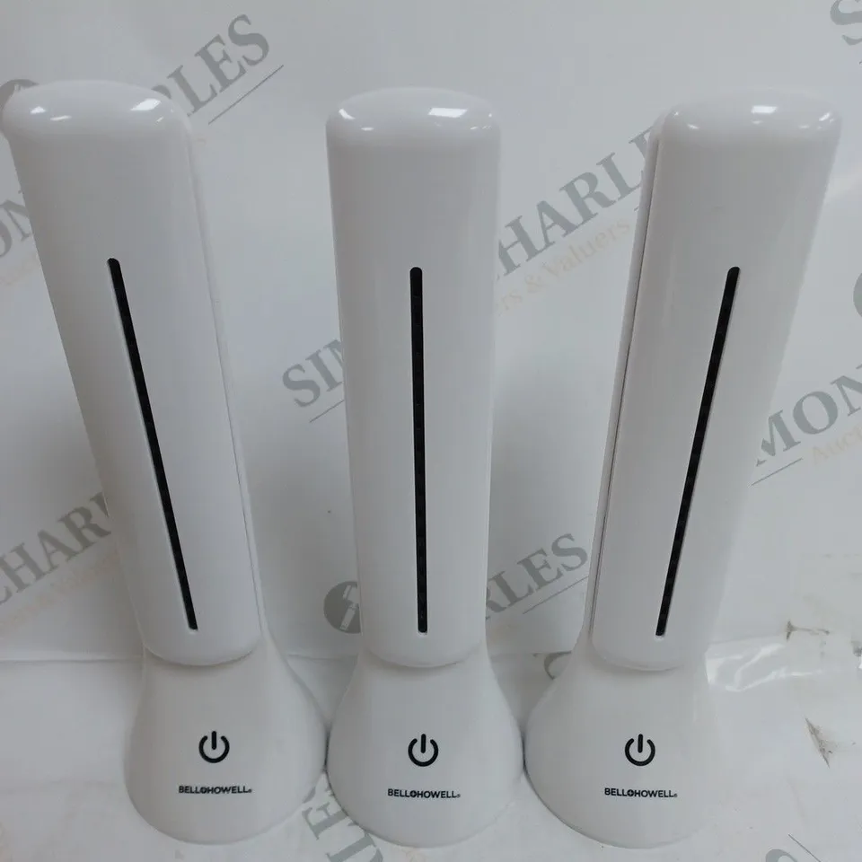 BOXED BELL & HOWELL POWER TABLE LAMP SET 3PC, WHITE