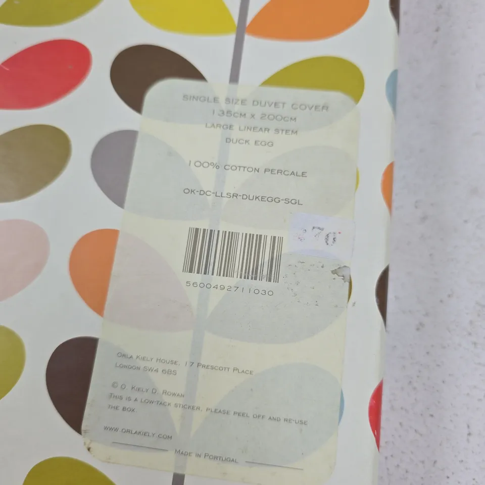 ORLA KIELY HOUSE SINGLE DUVET COVER – LARGE LINEAR STEM, DUCK EGG 135 X 200 CM