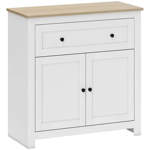BOXED HOMCOM SIDEBOARD STORAGE CABINET, MORDEN KITCHEN CUPBOARD WITH ADJUSTABLE SHELF - WHITE (1 BOX)