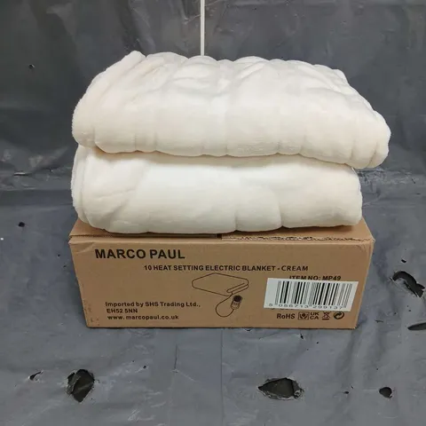 BOXED MARCO PAUL 10 HEAT SETTING ELECTRIC BLANKET IN CREAM